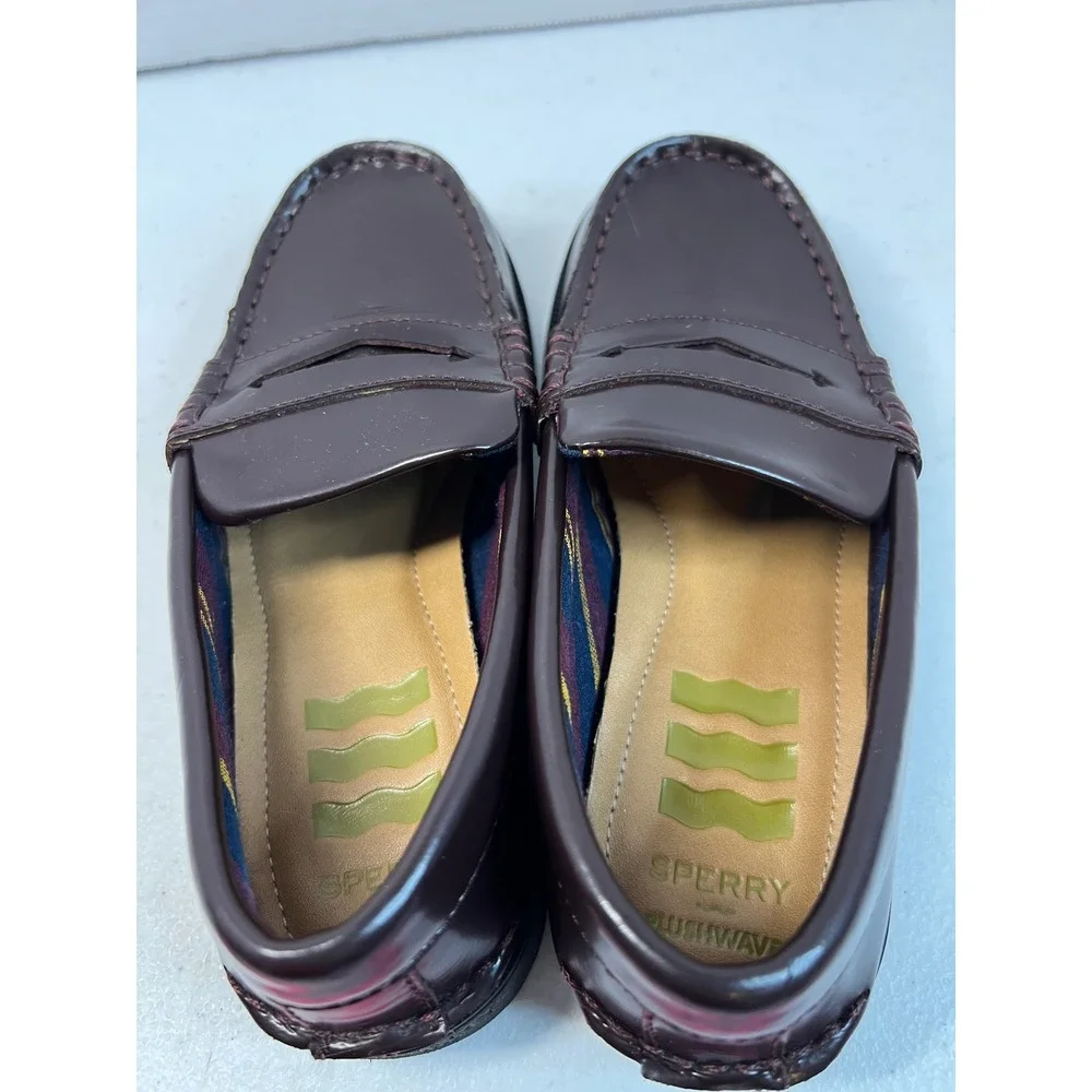 Sperry Kids Plushwave Penny Loafers Burgundy Dress Shoes Size 12.5M STK263476